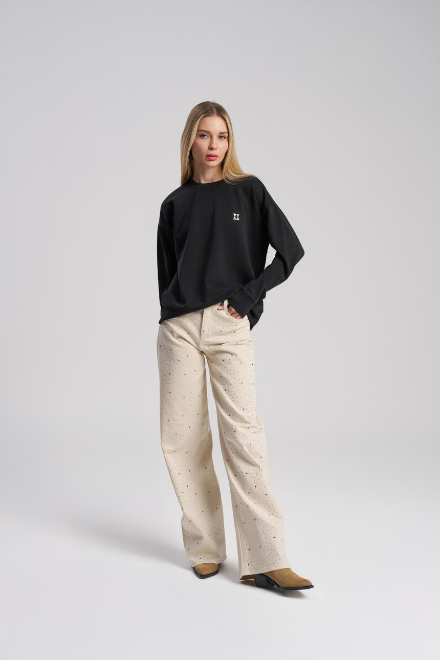 Black scuba relaxed fit sweatshirt – MTStyle