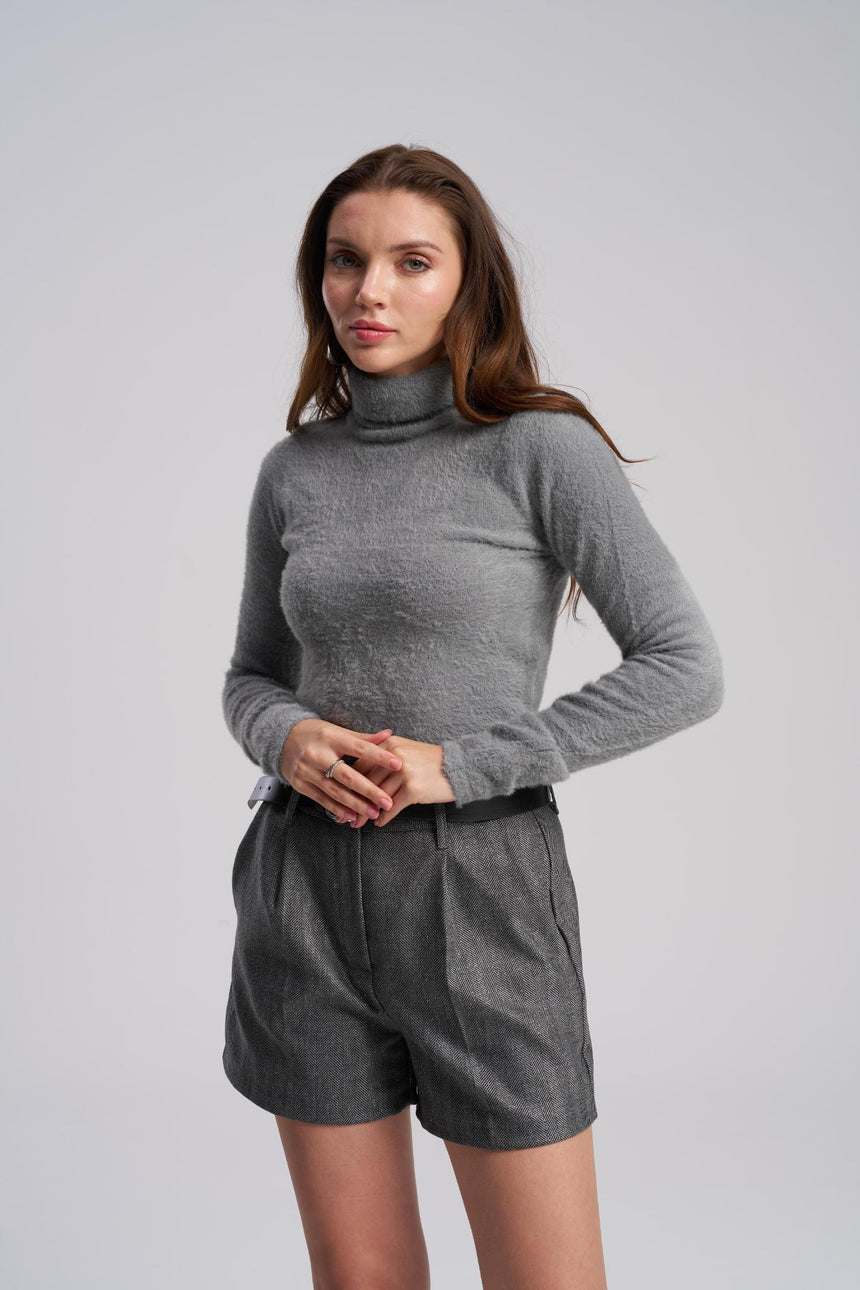 Soft wool blend stretch turtleneck sweater
