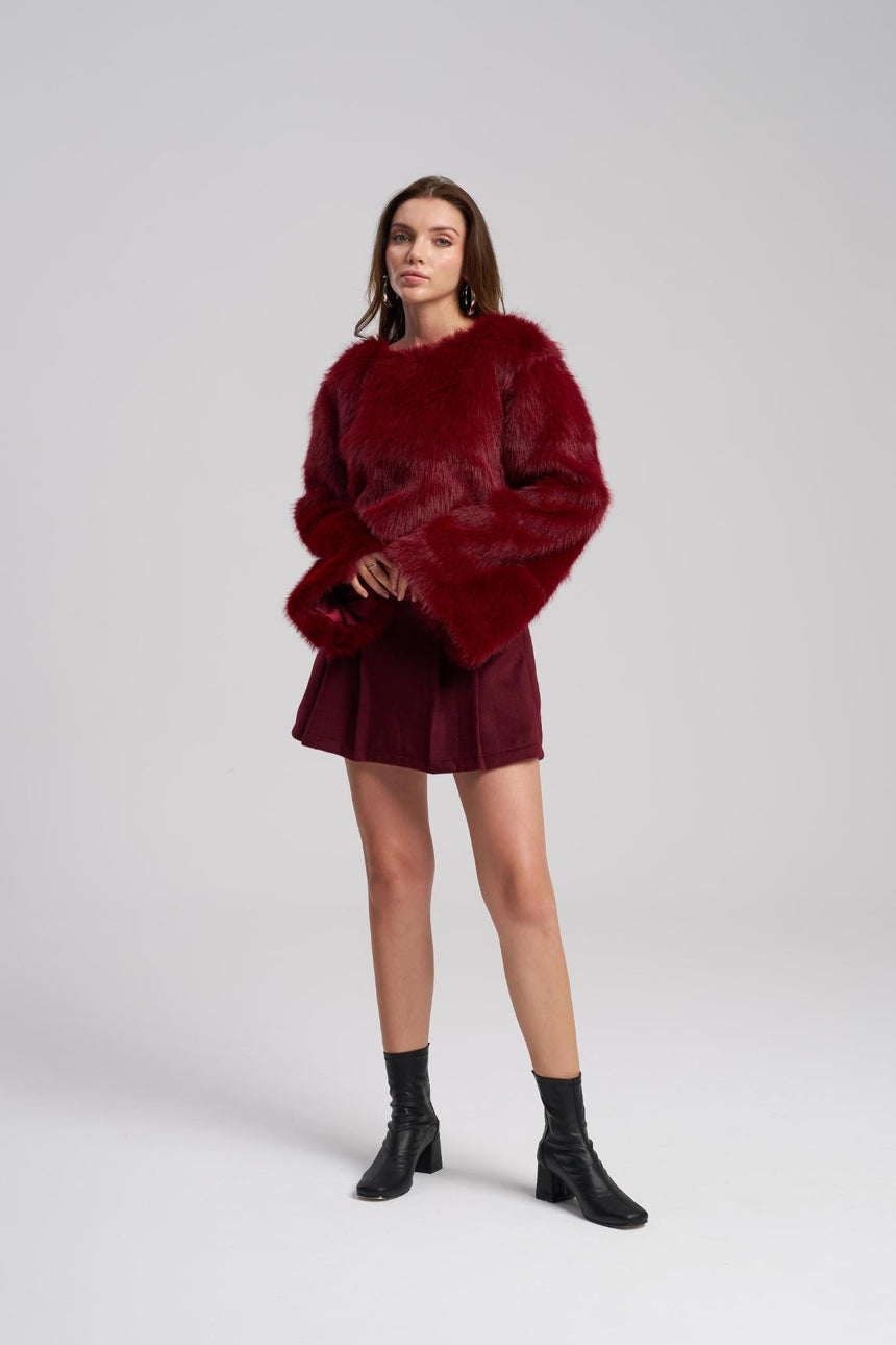 Black faux fur sweater flared sleeves – MTStyle