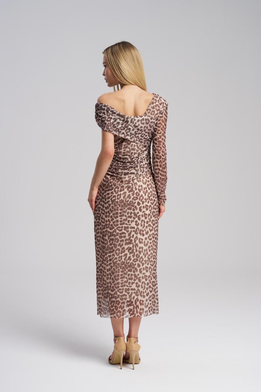 Stretch chiffon bodycon midi dress for women