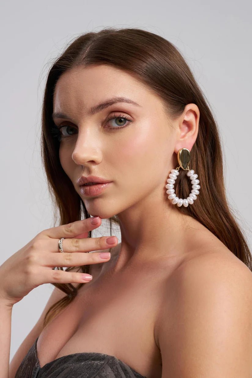 earrings - pearl hoop - MTstyle