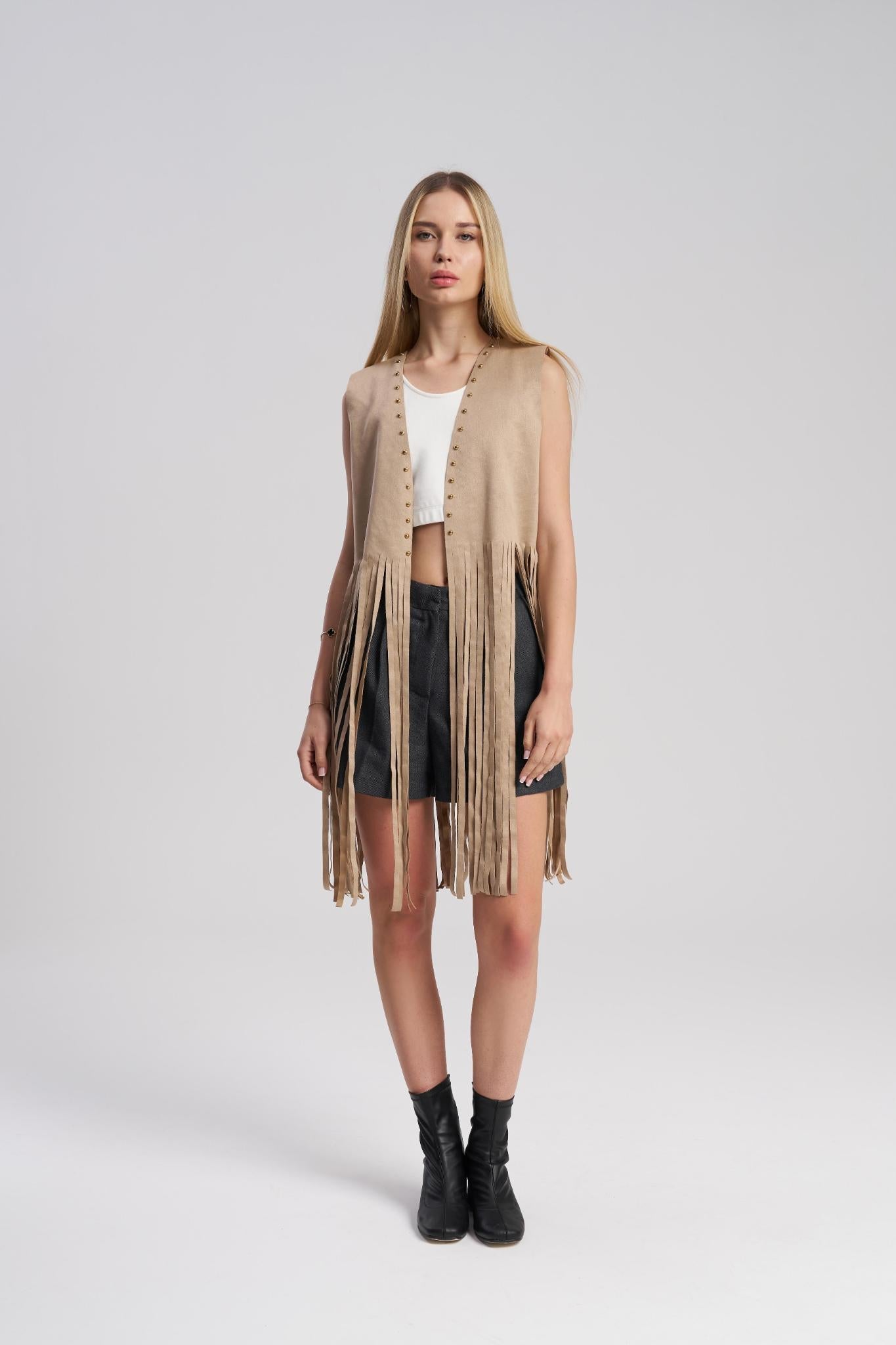 suede fringe jacket western style for women – MTStyle