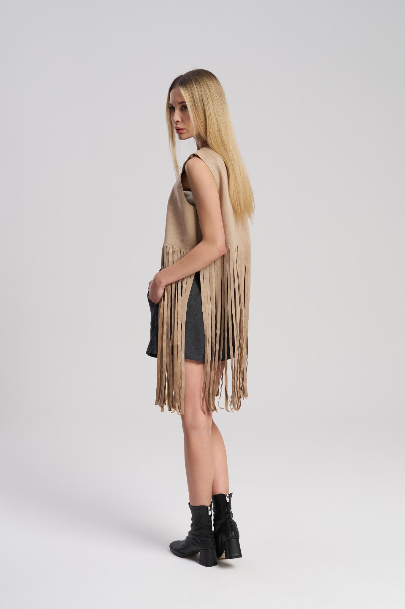 suede fringe jacket boho for women – MTStyle