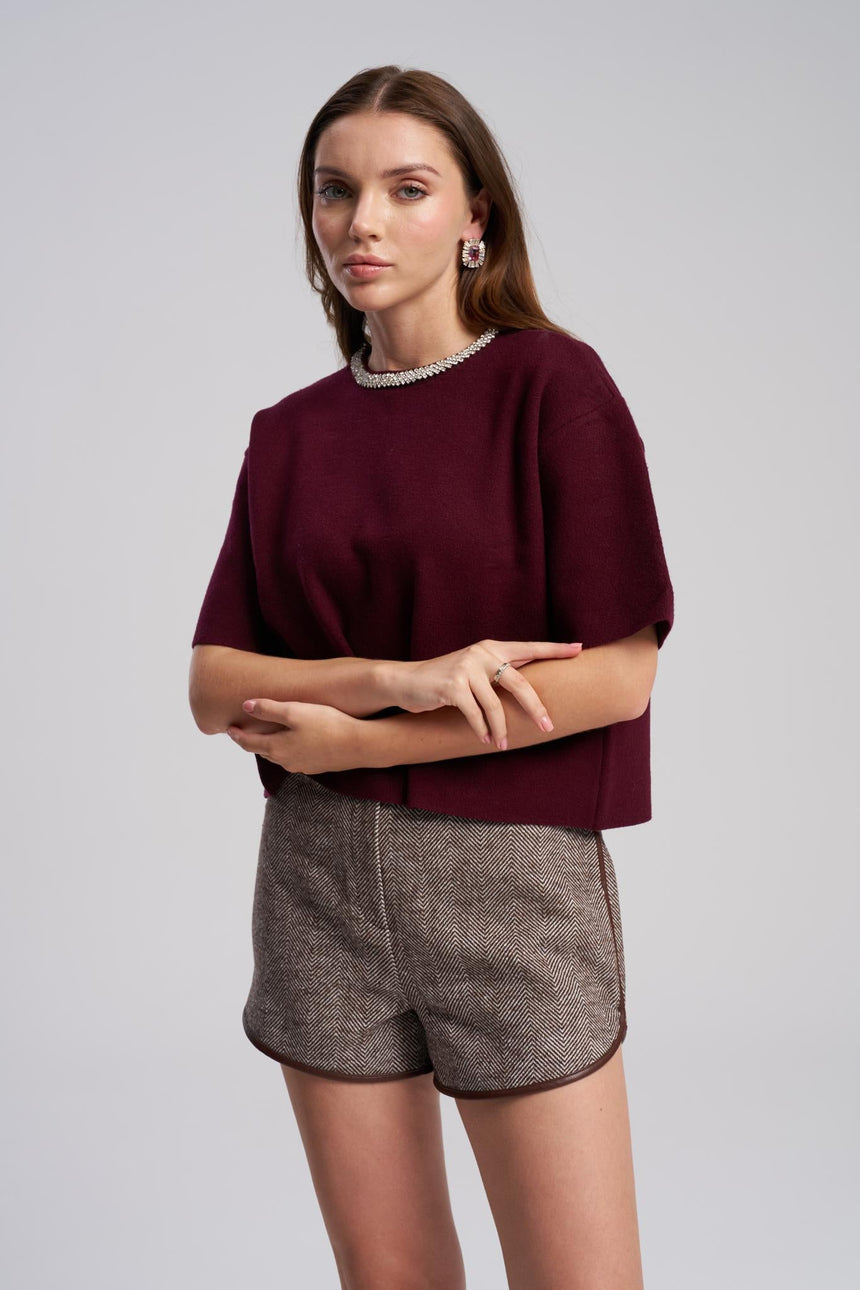 Wool blend shorts