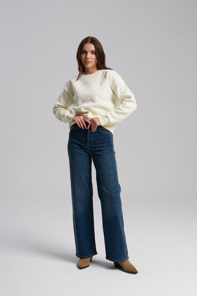 Cream oversized fleece sweatshirt women