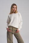 White minimal scuba fabric sweater for women