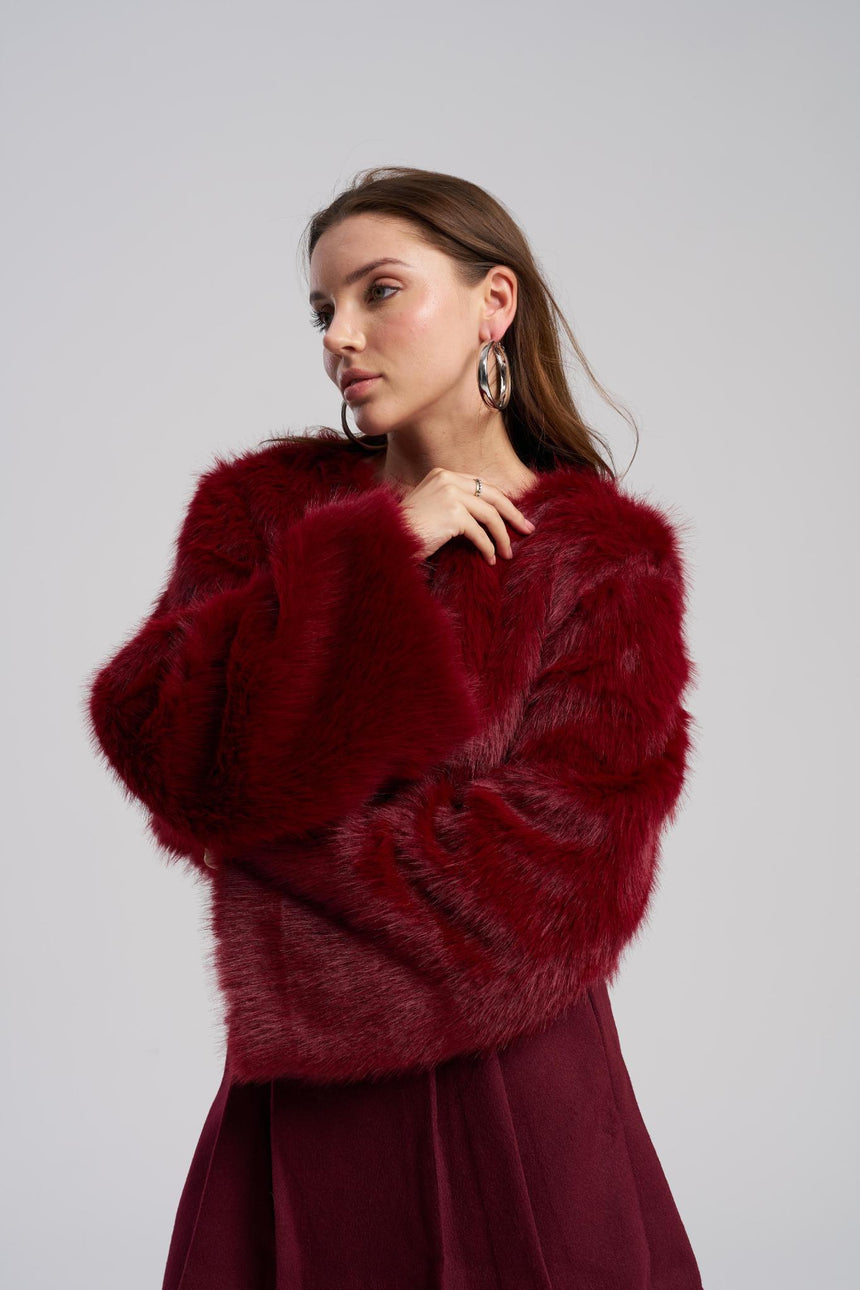 Black faux fur sweater flared sleeves – MTStyle