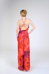 Opal Swirl Maxi Dress, Orange Pink Swirl, back view