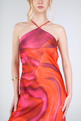Opal Swirl Maxi Dress, Orange Pink Swirl, front detail