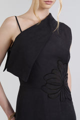 Solaris Column Dress, Black, front detail