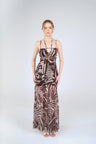 Fern Cutout Maxi Dress, Brown Zebra, front view