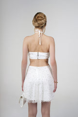 Stella Sequin Mini Dress, White, back view