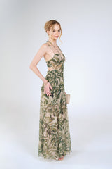 Fern Cutout Maxi Dress, Green Palm, side view