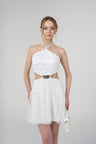 Stella Sequin Mini Dress, White, front view