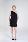 Freya Fringe Mini Dress, Black, front view