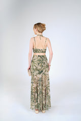 Fern Cutout Maxi Dress, Green Palm, back view