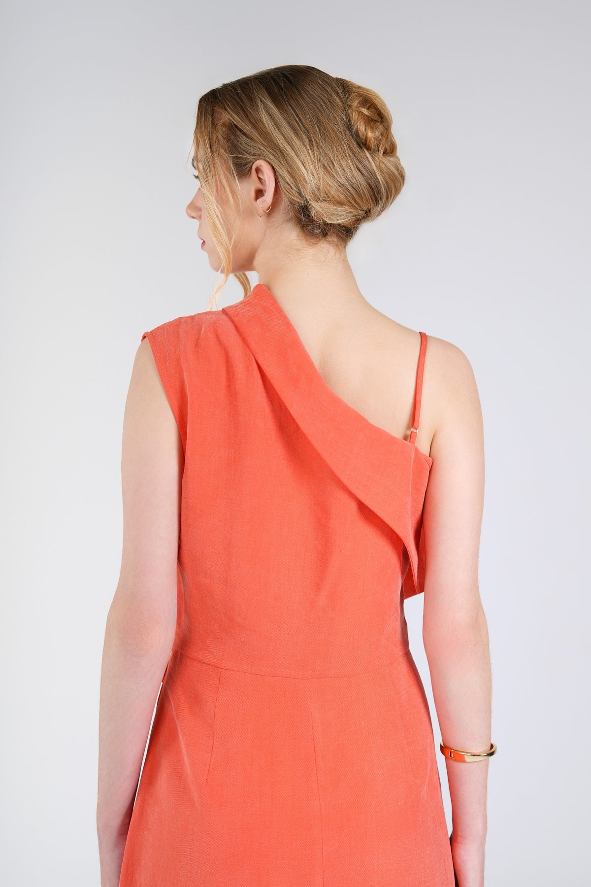 Solaris Column Dress, Coral, close-up detail
