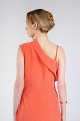 Solaris Column Dress, Coral, close-up detail