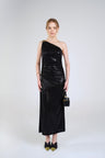Nadia Metallic Maxi Dress, Black Metallic, front view