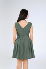 Piper Grommet Mini Dress, Sage Green, front detail