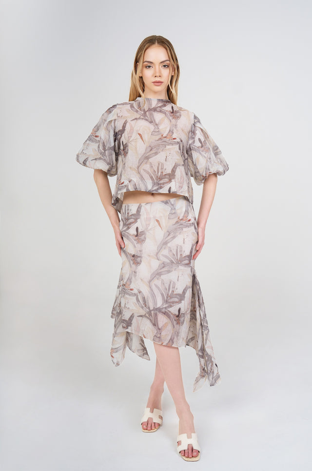 Iris Puff-Sleeve Set, Grey Mauve, front view