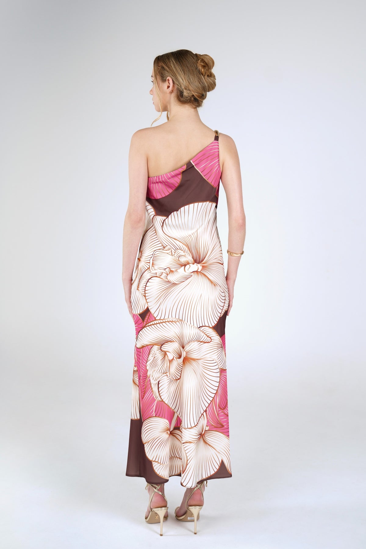Petra Orchid Maxi Dress, Brown Pink Orchid, back view