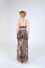 Fern Cutout Maxi Dress, Brown Zebra, back view