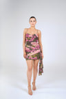 Coco Draped Mini Dress, Olive Floral, front view