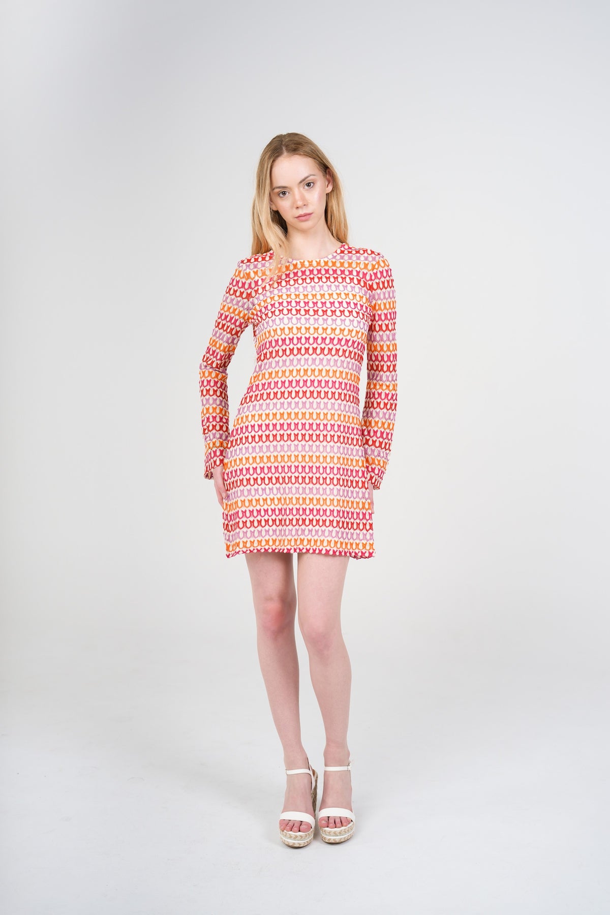 Dahlia Knit Mini Dress, Multicolour, front detail