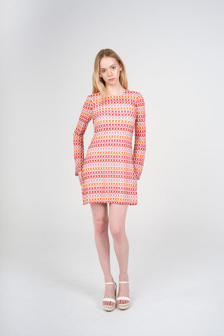 Dahlia Knit Mini Dress, Multicolour, front detail