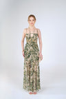 Fern Cutout Maxi Dress, Green Palm, front view