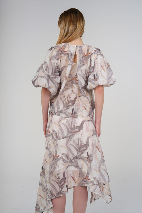 Iris Puff-Sleeve Set, Grey Mauve, back view