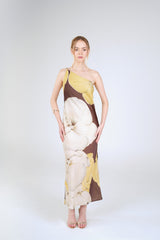 Petra Orchid Maxi Dress, Brown Yellow Orchid, front view