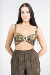 Cleo Jewel Pants Set, Brown Gold Mosaic, front detail