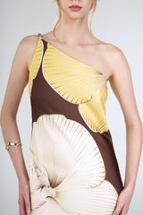 Petra Orchid Maxi Dress, Brown Yellow Orchid, close-up detail