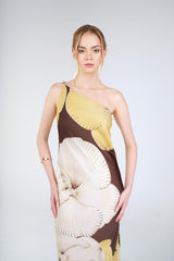 Petra Orchid Maxi Dress, Brown Yellow Orchid, front detail