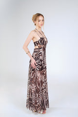 Fern Cutout Maxi Dress, Brown Zebra, close-up back