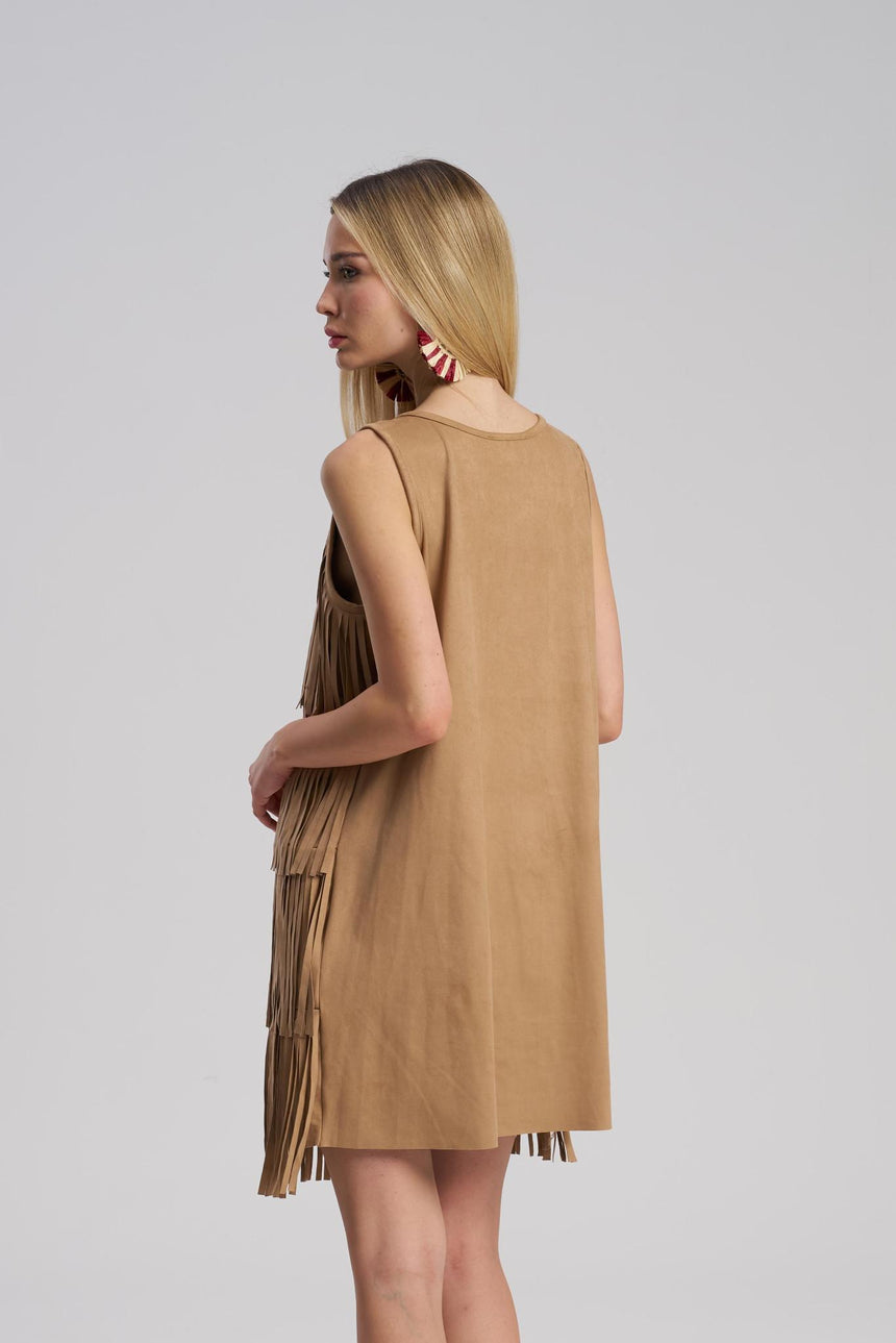 suede fringe mini dress western style – MTStyle