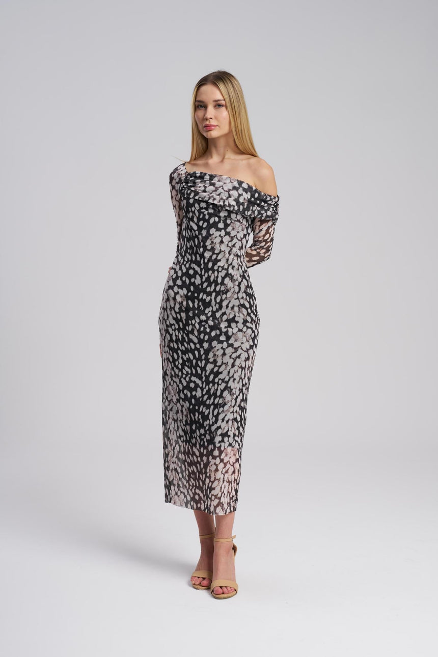 Stretch chiffon bodycon midi dress for women